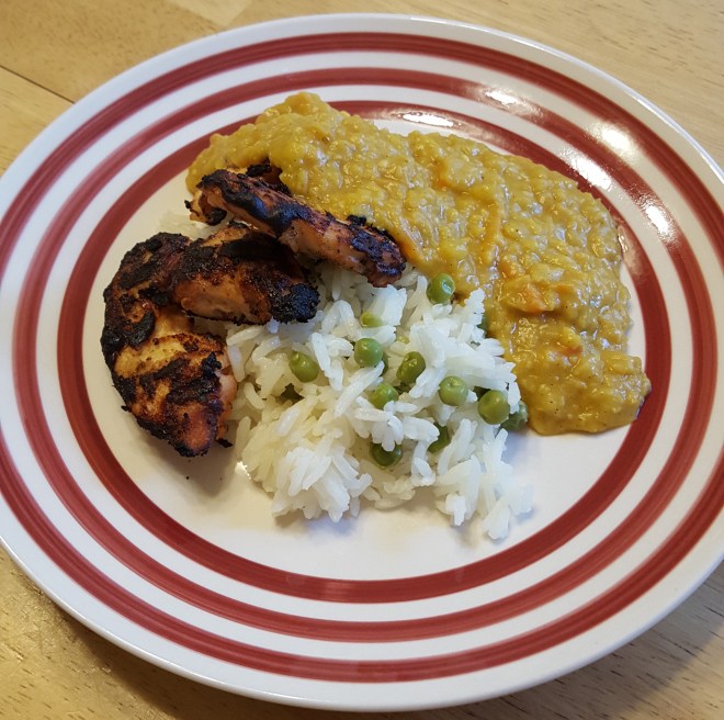 Tandoori chicken and coconut lentils