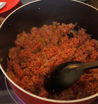Chilli mince cooking