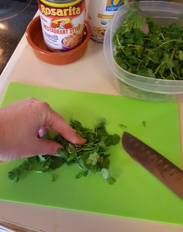chopping coriander