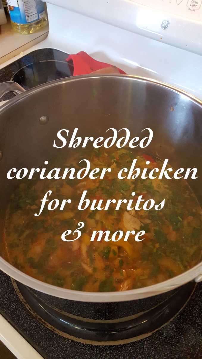 Shredded coriander chicken for burritos & more - great Mexican cuising