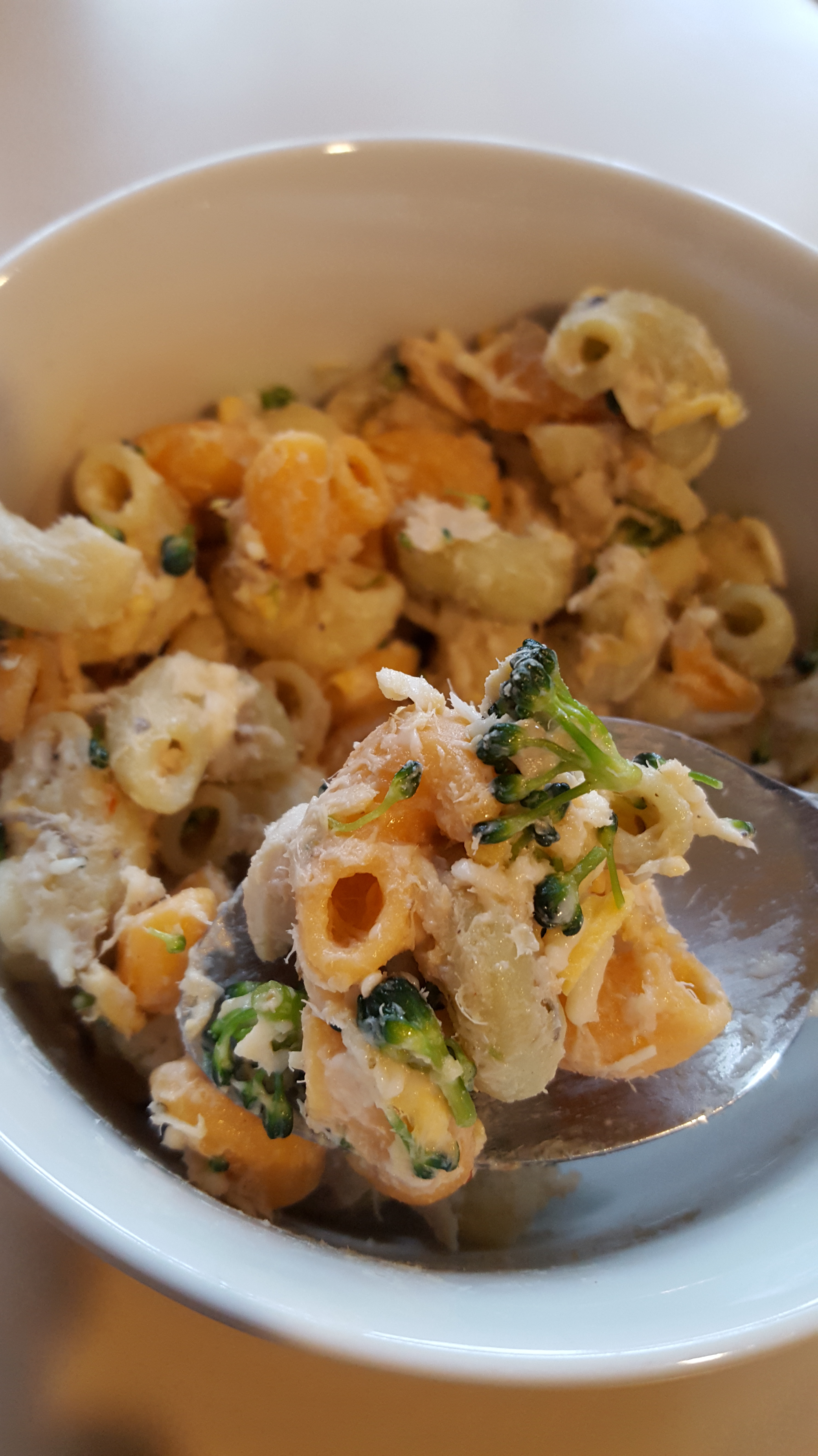 Spoonful of pasta salad