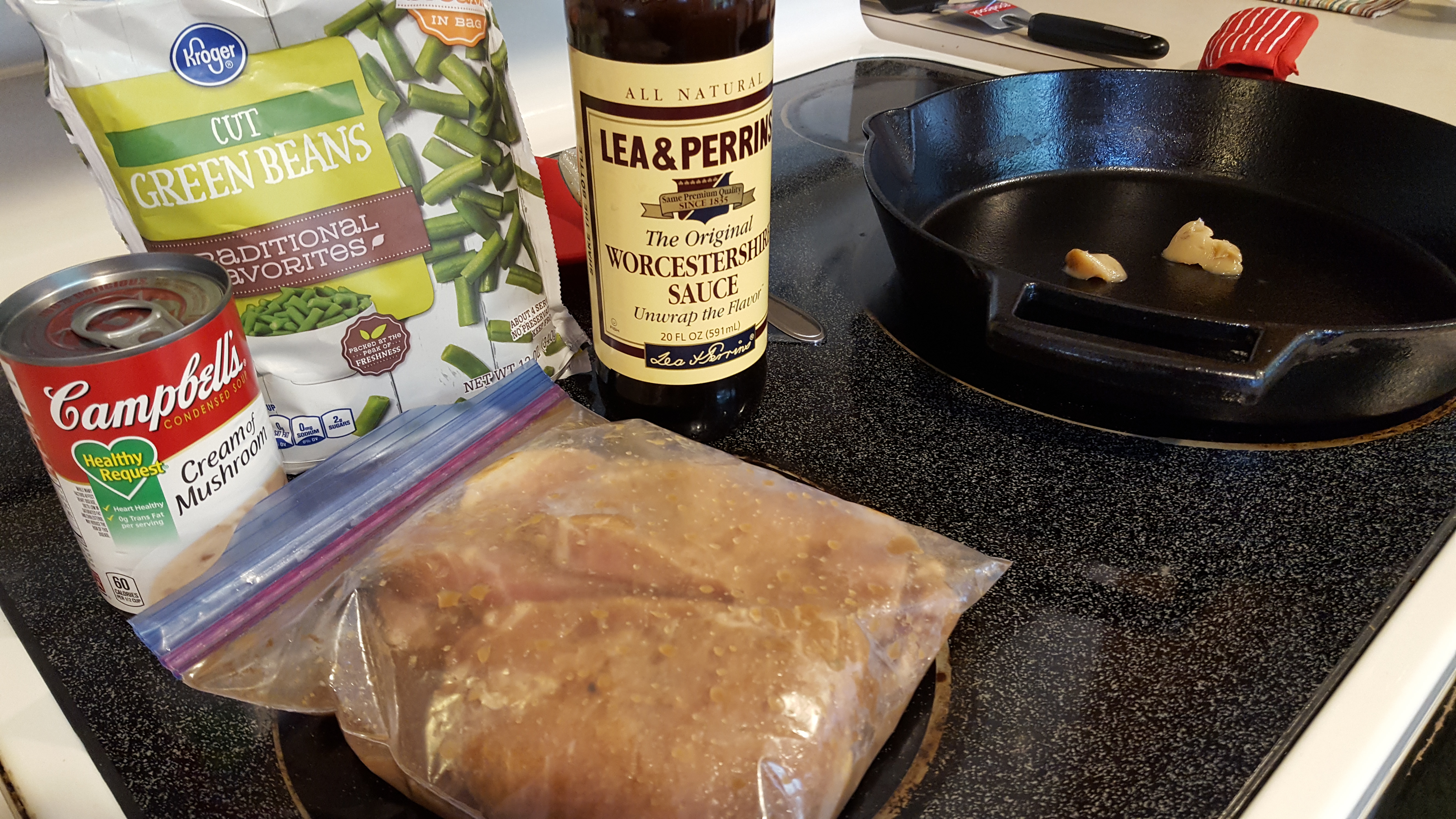 Pork steaks marinating