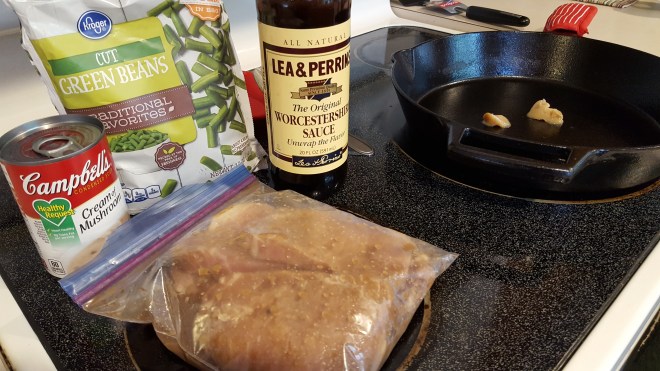 Pork steaks marinating